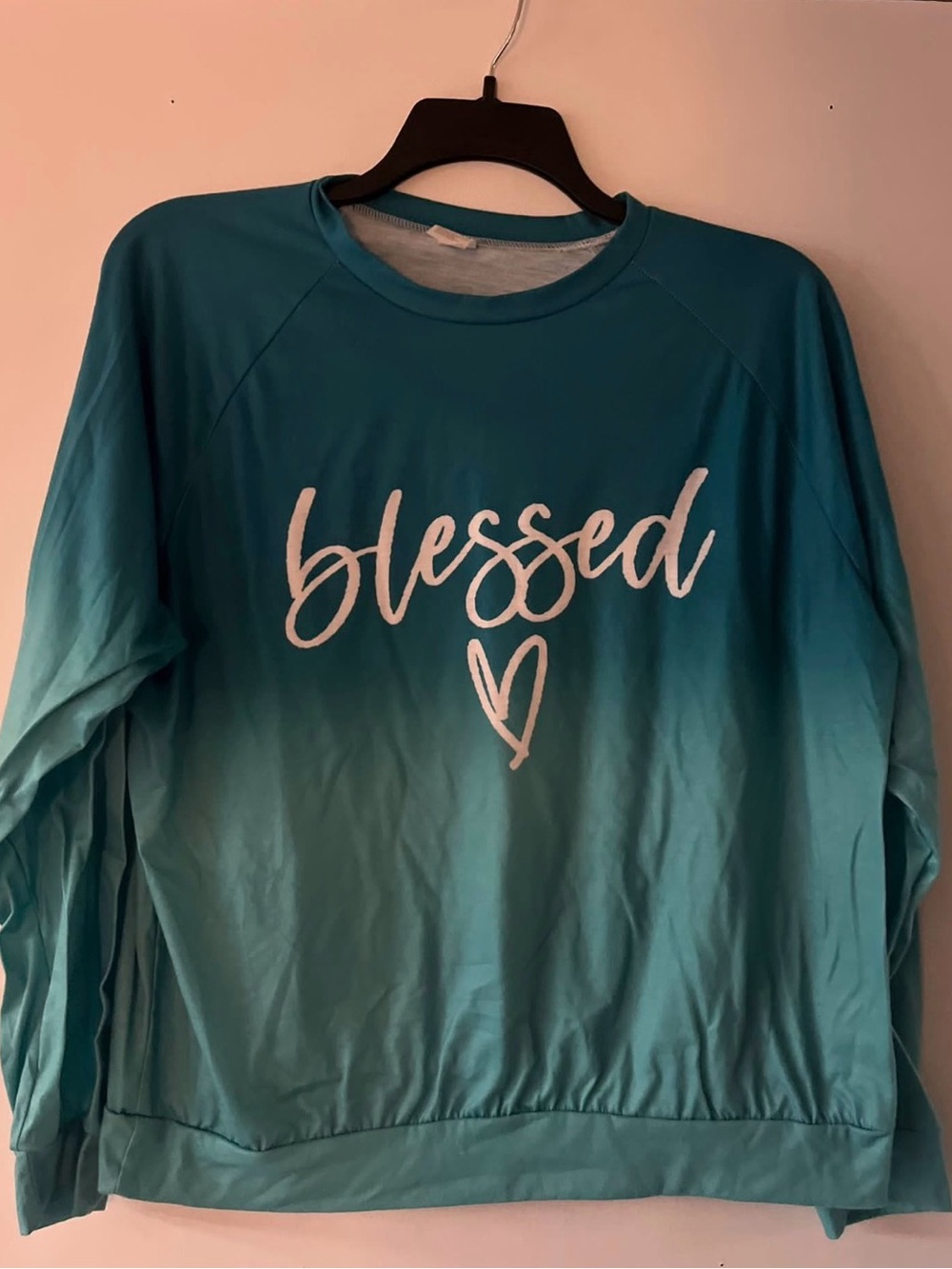 Shein teal turquoise ombre blessed sweatshirt 1X
